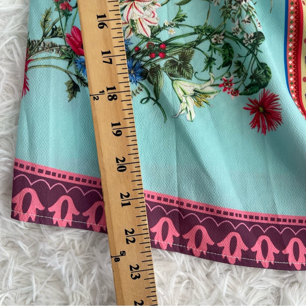 UMGEE Womens Off The Shoulder Boho Top Size Medium Teal Vacation - Picture 7 of 9